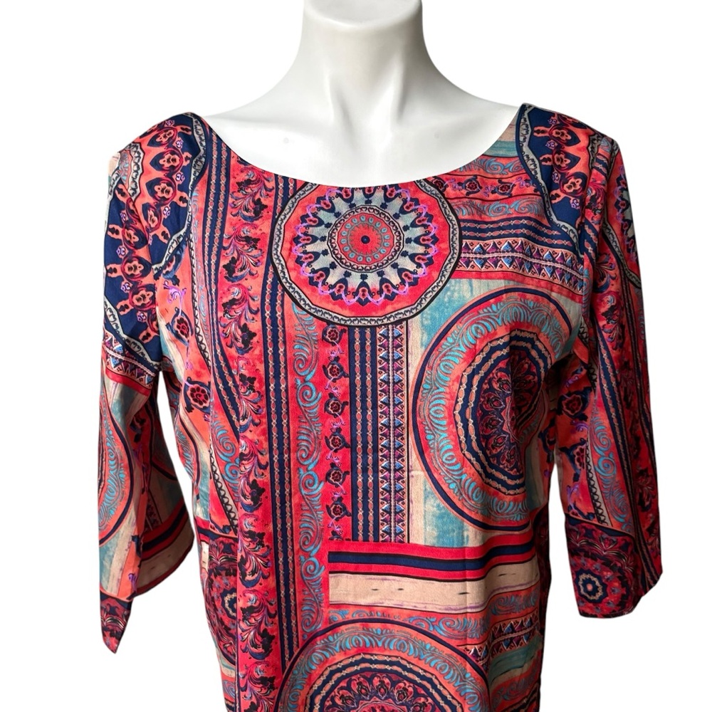 Aakaa Geometric Low Back Shift Dress, Sz M - Picture 9 of 15